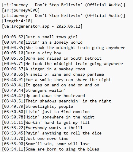 LRC File Export