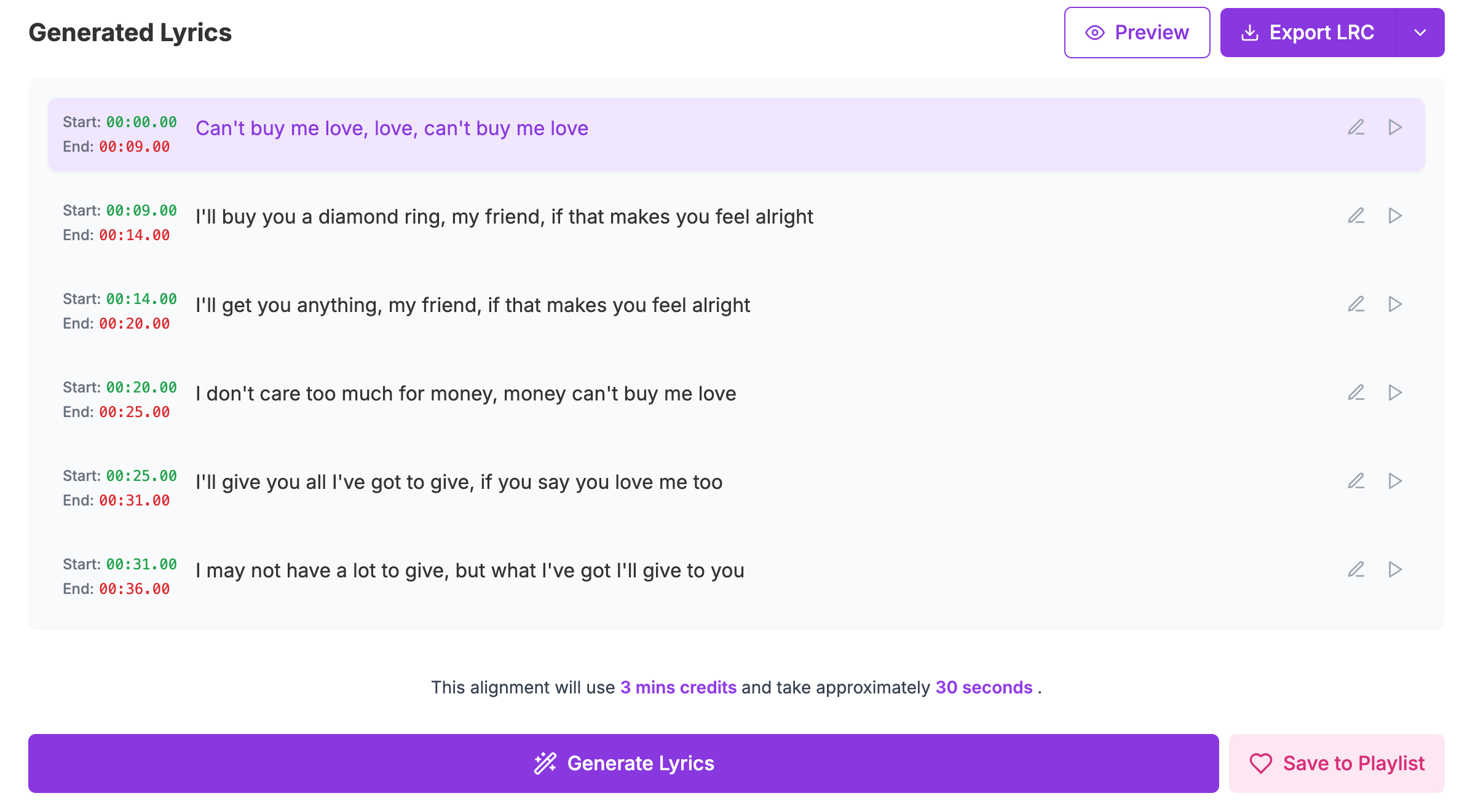QuickLRC Extract Lyrics User Interface